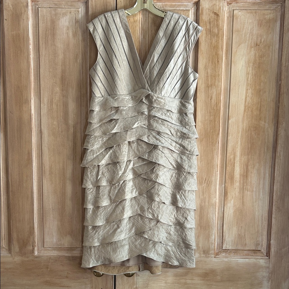 Adrianna Papell Textured Cream Midi Dress